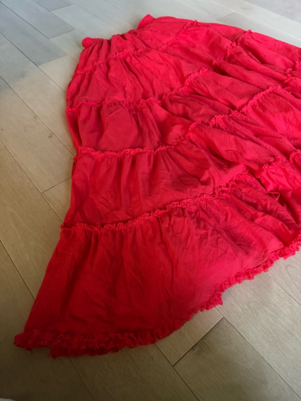 Tiered Maxi Skirt in Vibrant Red